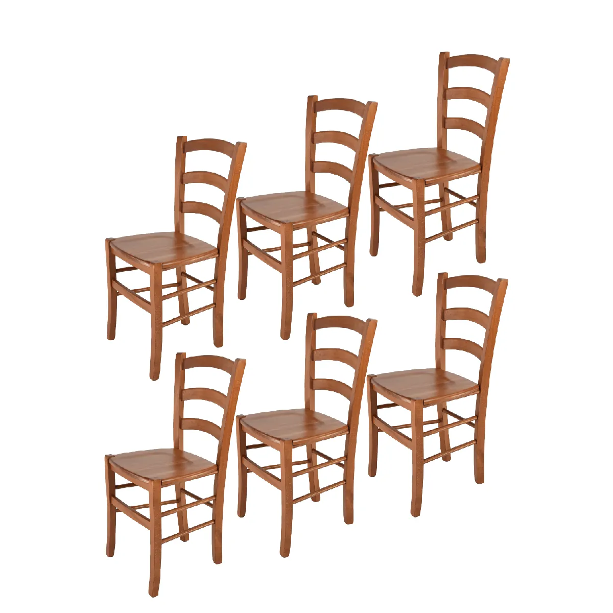 Tommychairs - Set 6 Chaises VENICE Structure et assise en hêtre peindré en cerisier