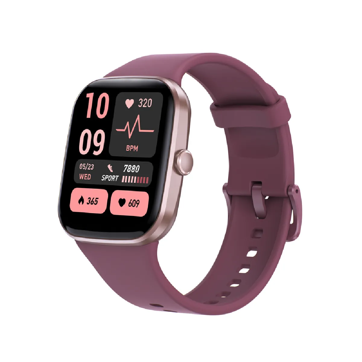Montre intelligente sportive 2.1" - Appels Bluetooth-bordeaux