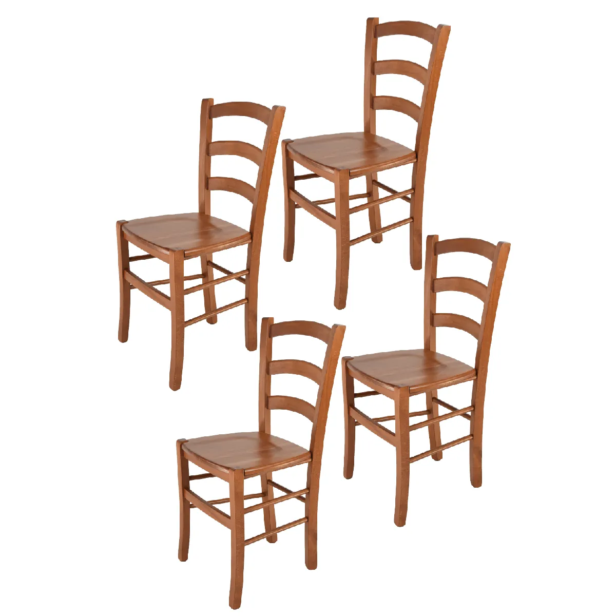 Tommychairs - Set 4 Chaises VENICE Structure et assise en hêtre peindré en cerisier