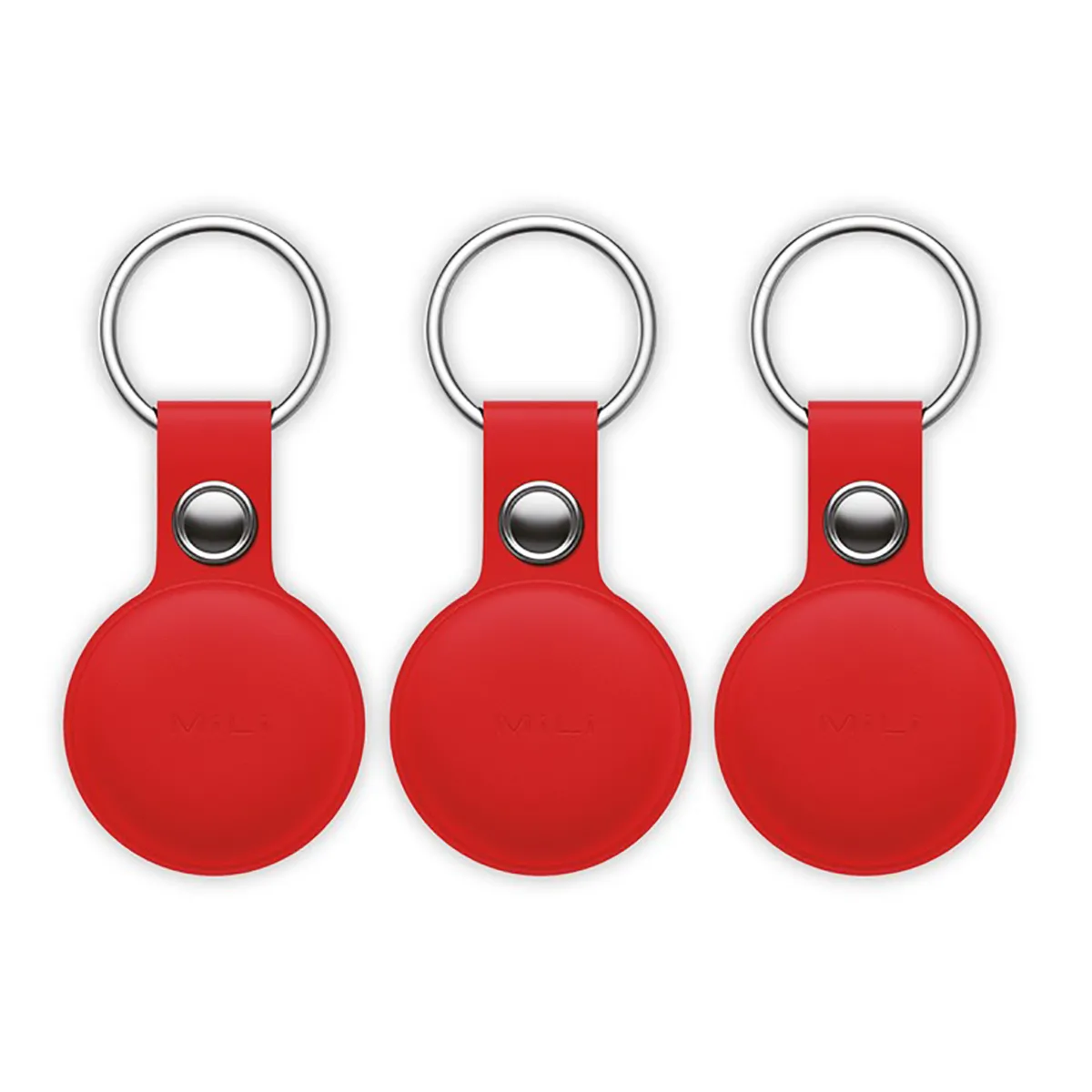 Mili Rouge Pack 3 Tracker Porte Clés Mitag Simili Cuir Apple Find My Ultra Precis