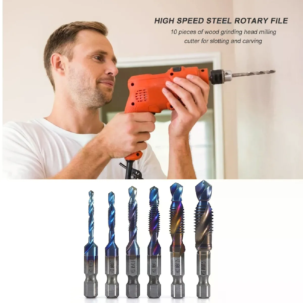Jeu De 5 Forets Combinés Perçage Et Taraudage Pour Métaux M3 à M8 - Neuf (Japon)