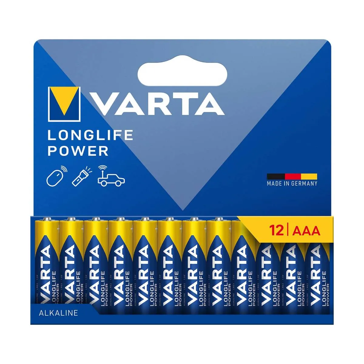 VARTA Piles AAA lot de 20 Longlife Power Alcalines 1 5V emballage recyclé à 90% adaptées aux jouets sans fil lampes de poche Made in Germany