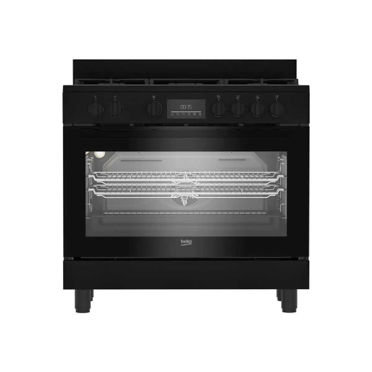 Beko BGM 11226 EB - Piano 90 cm - 5 foyers gaz - Four électrique 111 L - Noir