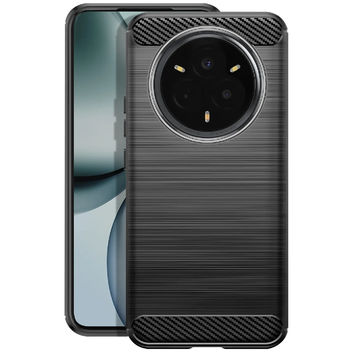 Avizar Noir Coque Pour Realme 14 Pro Silicone Design Carbone Brossé