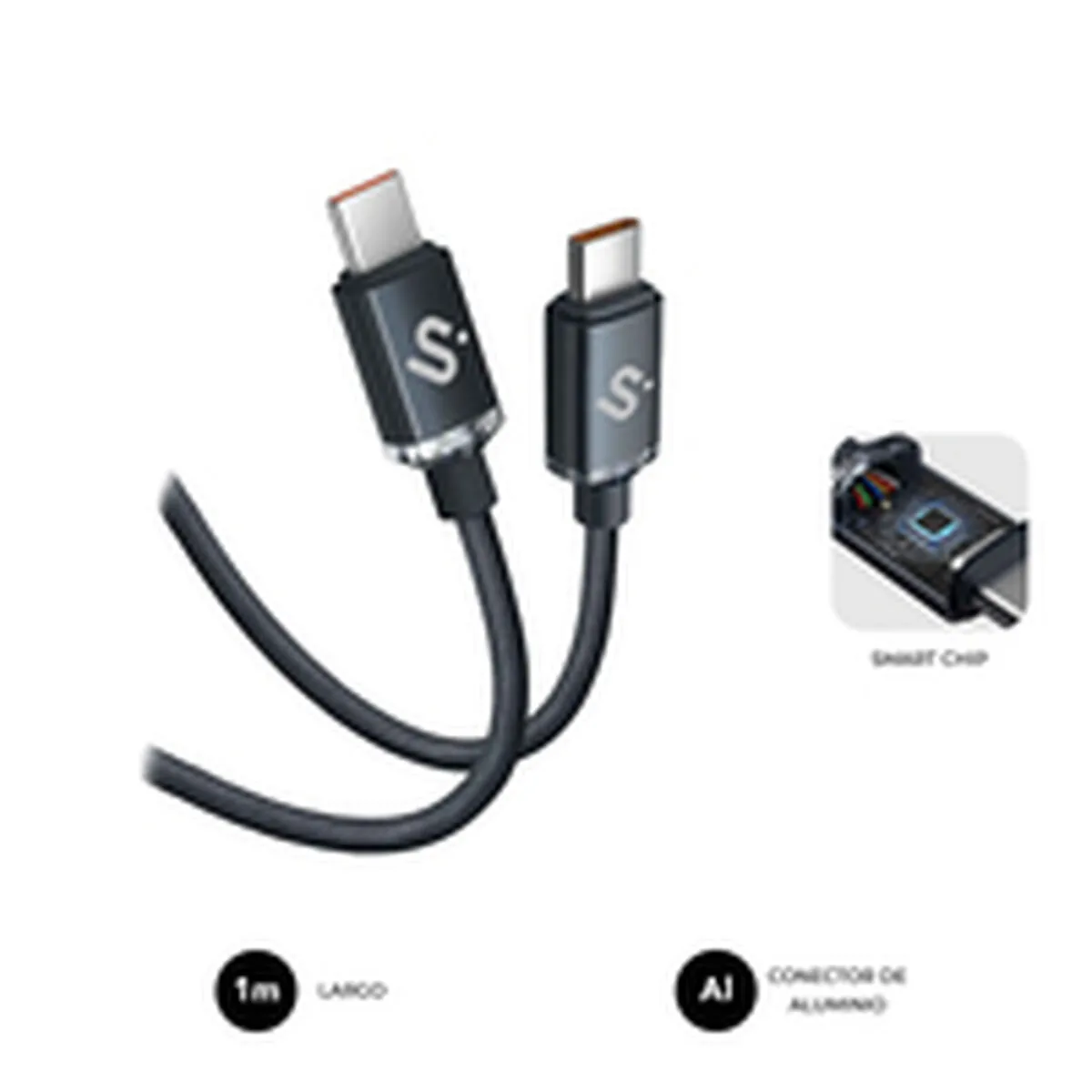 Subblim Noir Câble Usb-C Vers Usb-C Optimus - 1 M