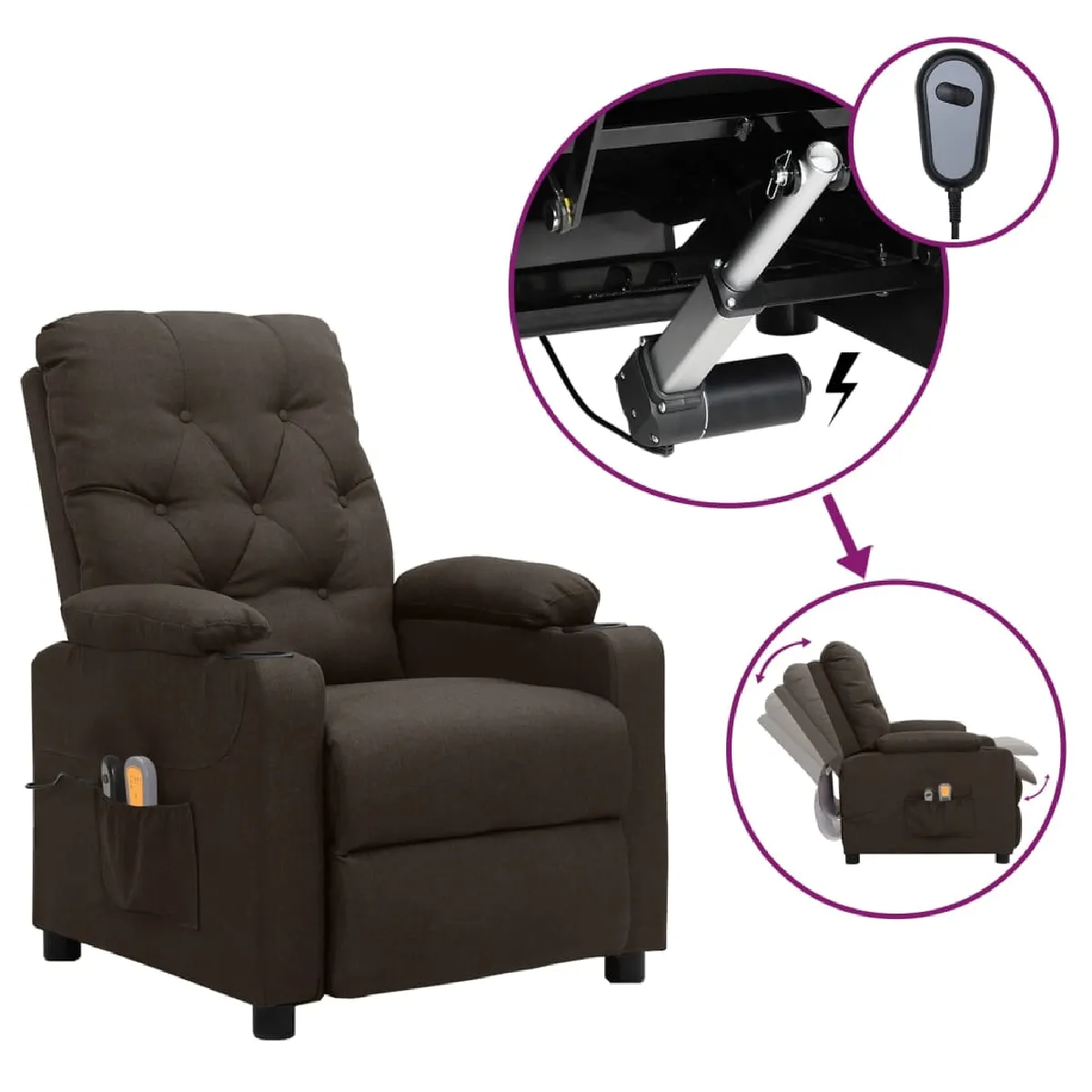 vidaXL Fauteuil électrique de massage Tissu - vue 6