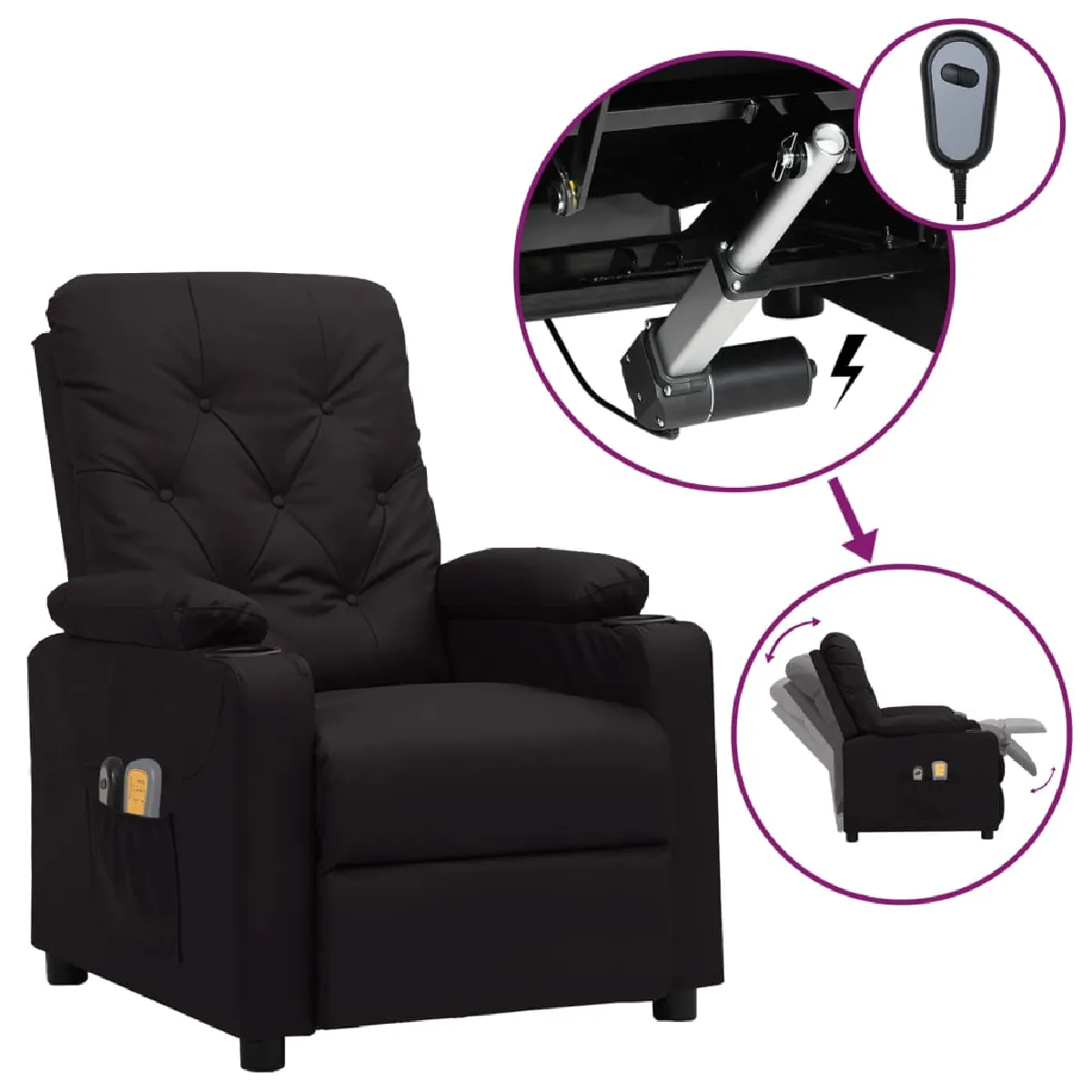 vidaXL Fauteuil électrique de massage Similicuir - vue 2