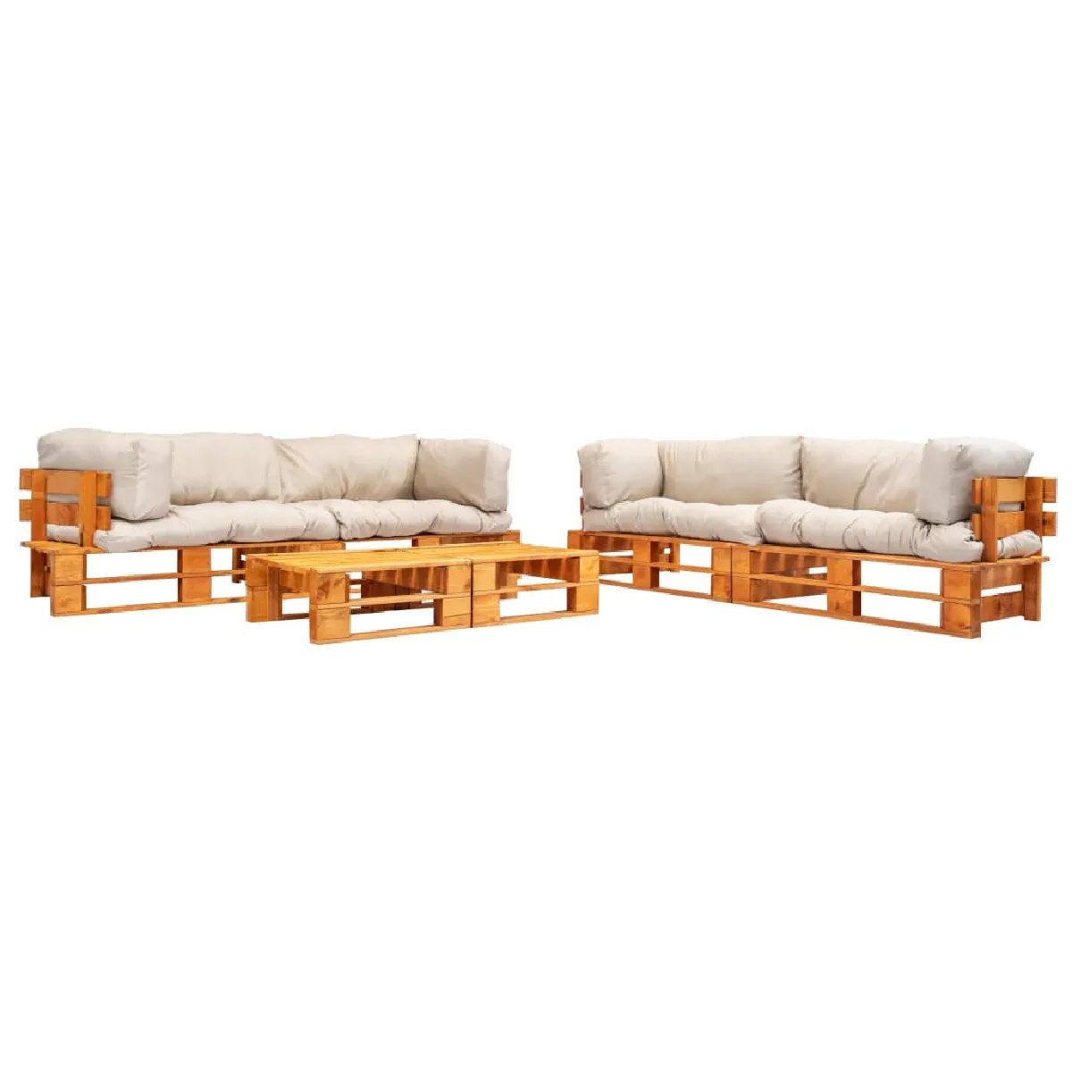 vidaXL Salon de jardin palette 6 pcs avec coussins Bois - vue 5