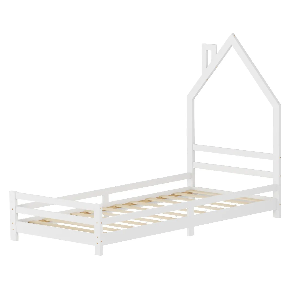 Ml-Design Blanc Lit D'enfant Maison Simple Sommier À Lattes 90X200 Cm Bois Massif De Pin