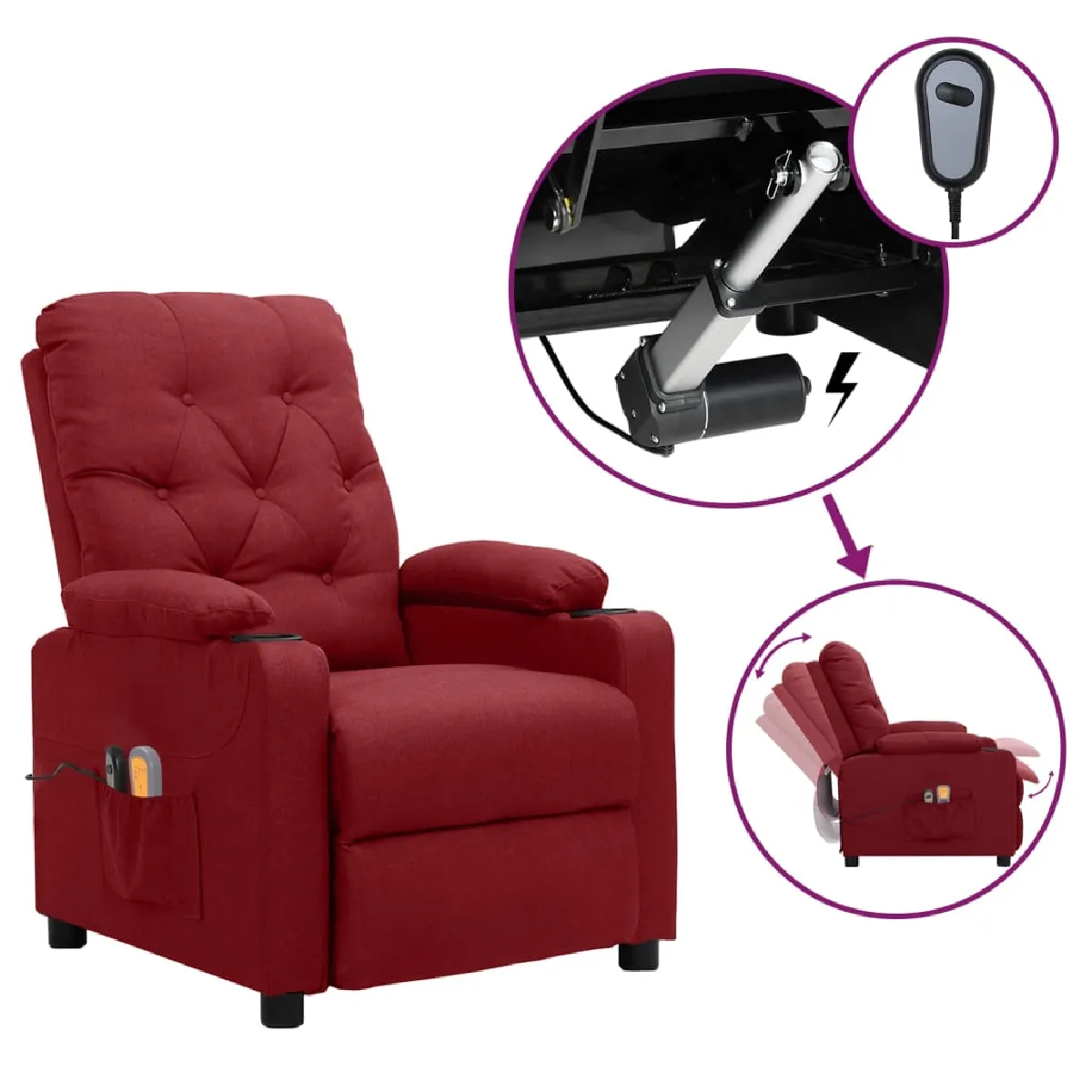 vidaXL Fauteuil électrique de massage Tissu - vue 8