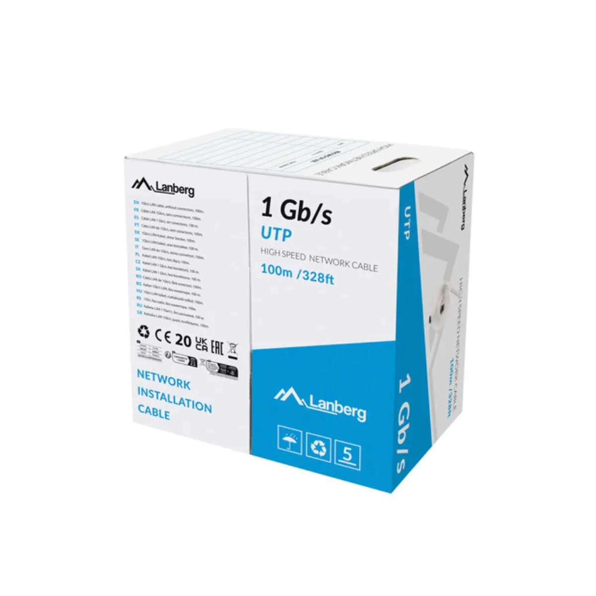 Lanberg Gris Câble Réseau Rigide Utp Catégorie 6 - 100 M