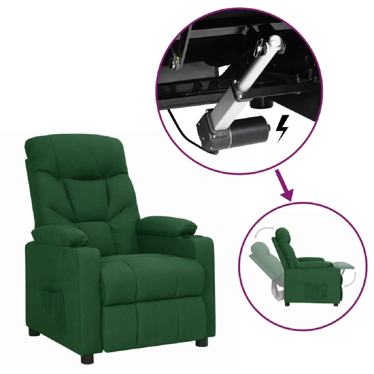 vidaXL Fauteuil Vert foncé Tissu