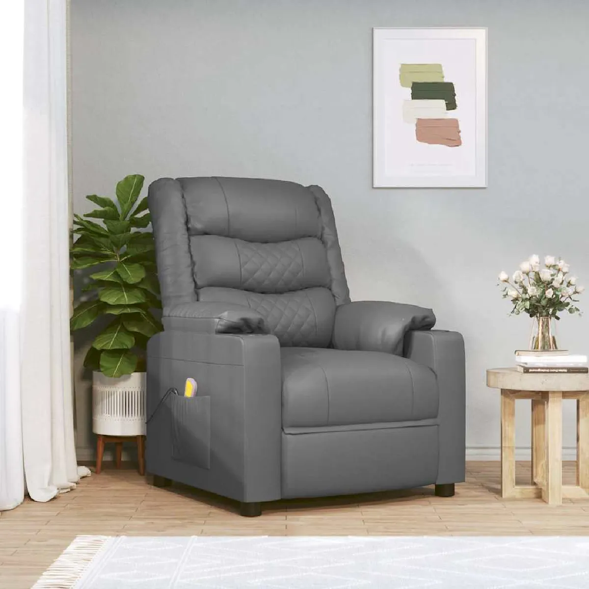 vidaXL - Fauteuil de massage - Gris - Image 3