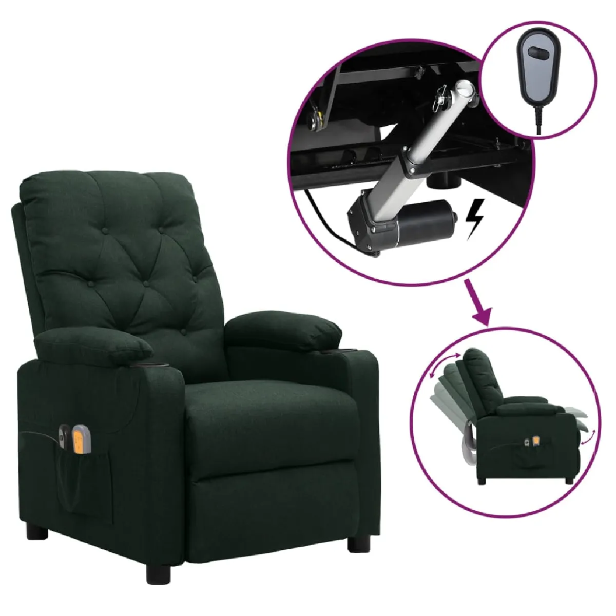vidaXL Fauteuil électrique de massage Tissu - vue 4
