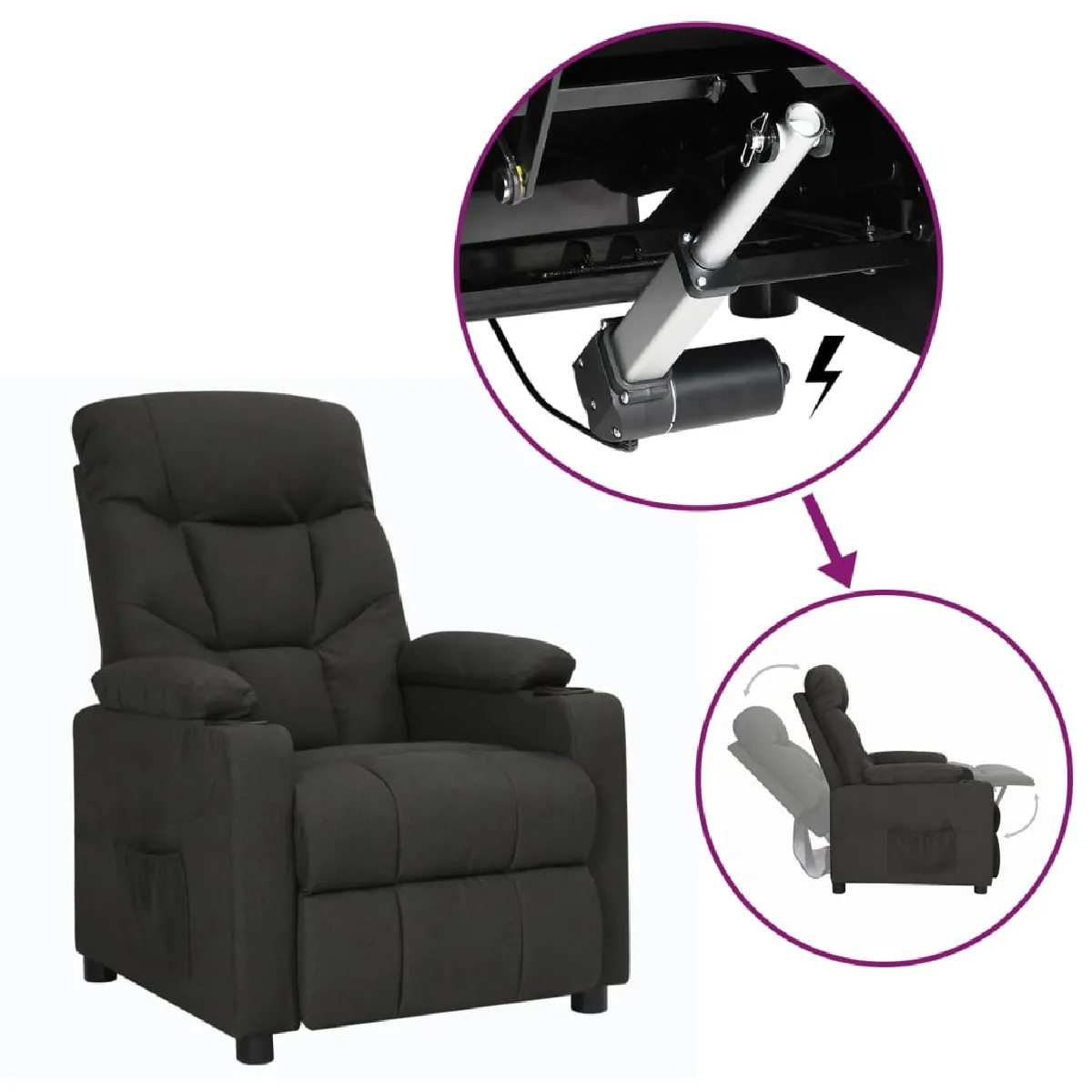 vidaXL Fauteuil Noir Tissu