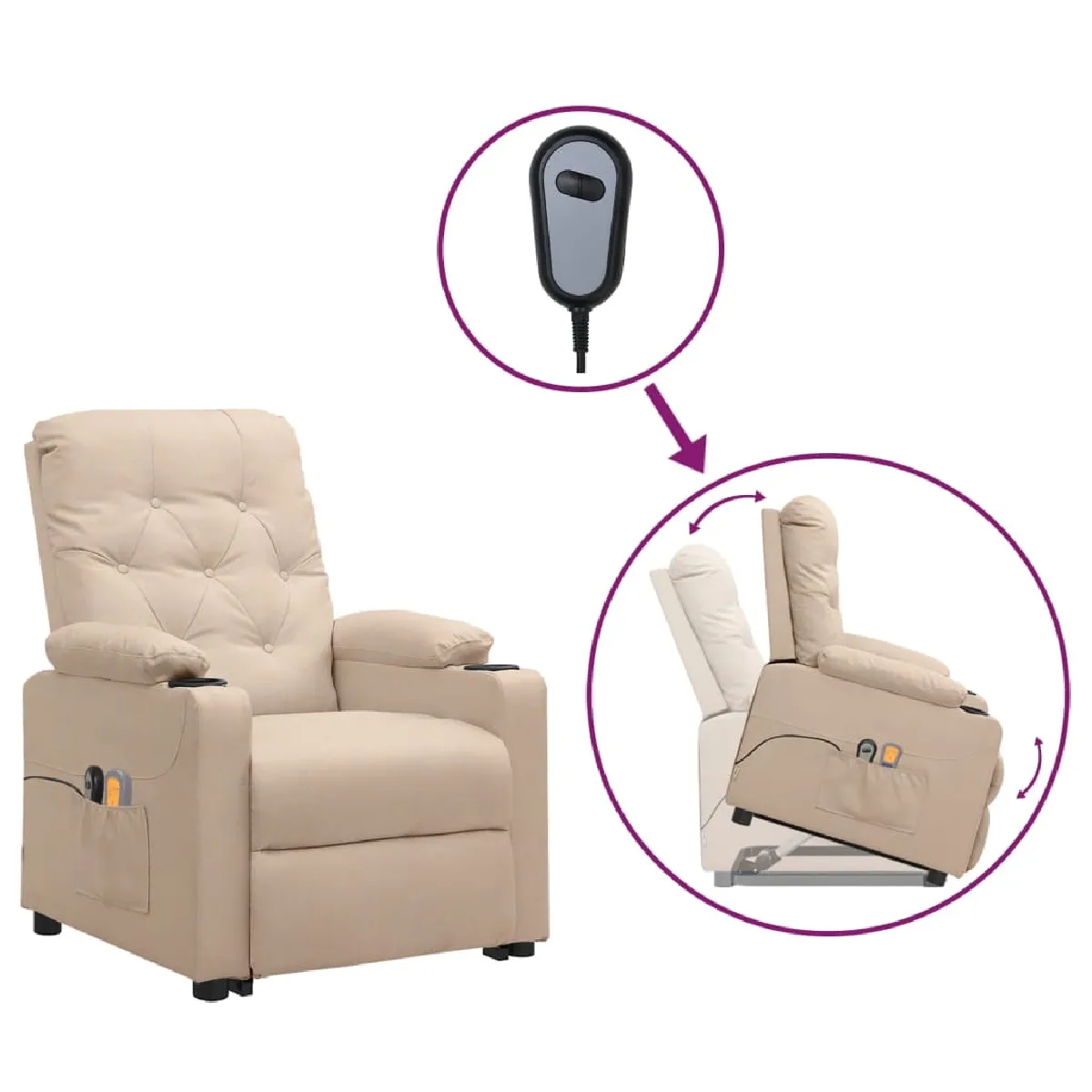 VidaXL Fauteuil de massage Crème tissu