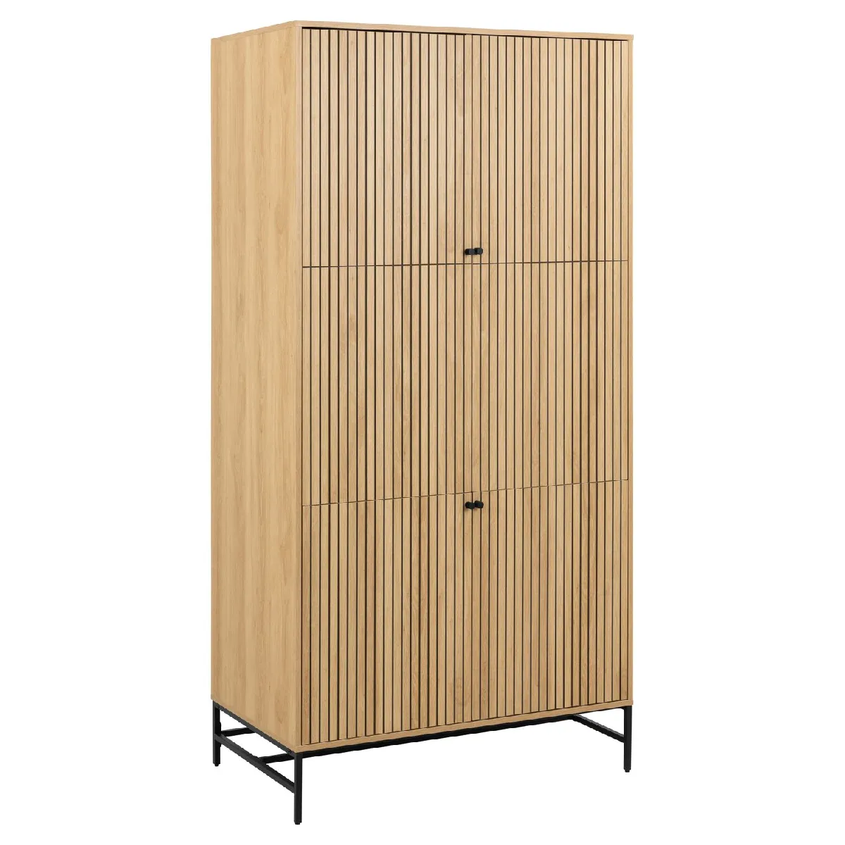Armoire 4 portes et 6 étagères effet tasseaux BAÏKAL - Beige Armoire 4 portes et 6 étagères effet tasseaux BAÏKAL - Beige