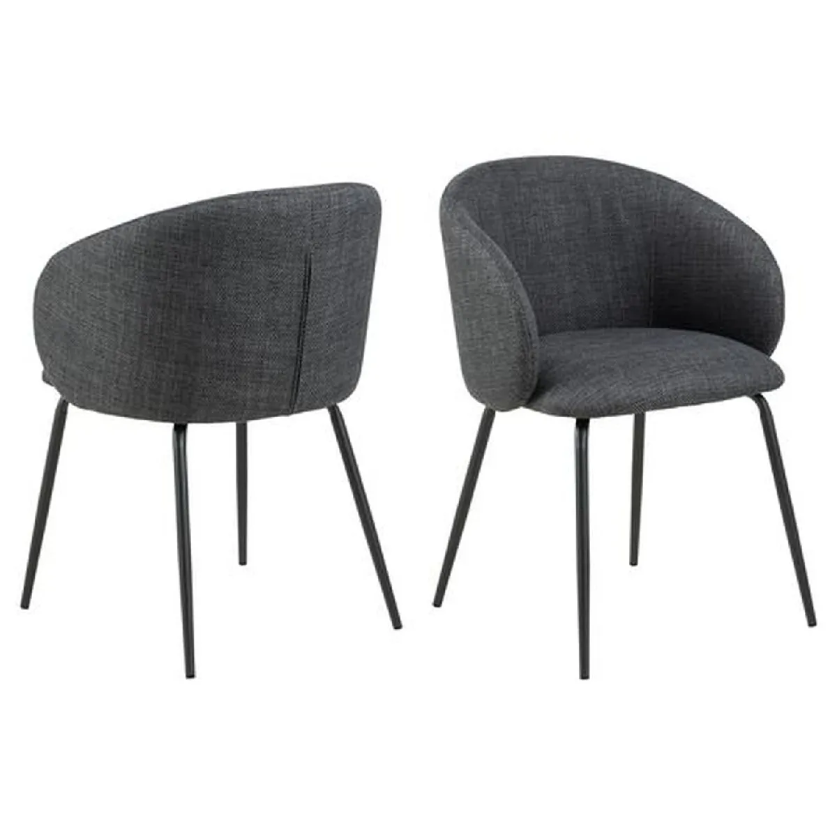 Lot de 2 chaises avec accoudoirs SÖREN - Gris anthracite avec pieds noirs
