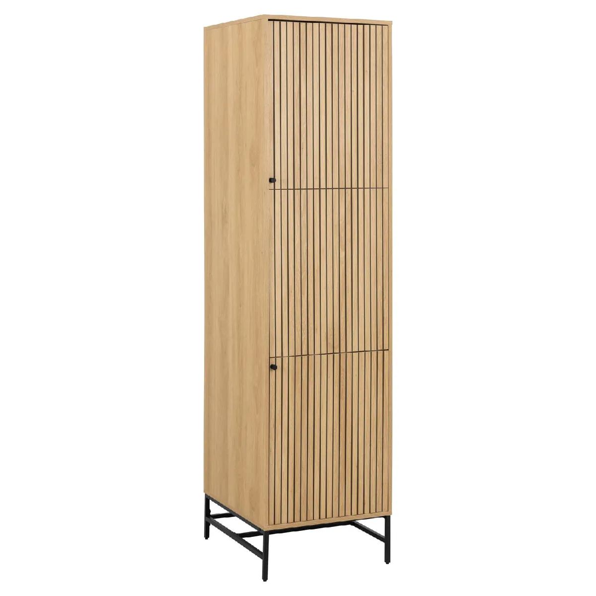 Armoire 2 portes et 2 étagères effet tasseaux BAÏKAL - Beige Armoire 2 portes et 2 étagères effet tasseaux BAÏKAL - Beige