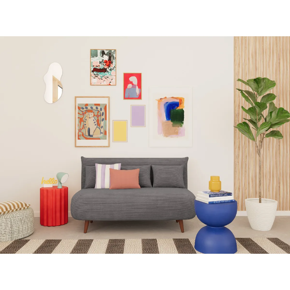 Bestmobilier Banquette clic-clac Lumi 2 places - Gris Bestmobilier Banquette clic-clac Lumi 2 places - Gris