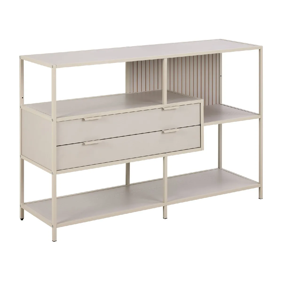 Bibliothèque 2 tiroirs et 3 étagères avec base en acier FERRO - Gris Bibliothèque 2 tiroirs et 3 étagères avec base en acier FERRO - Gris