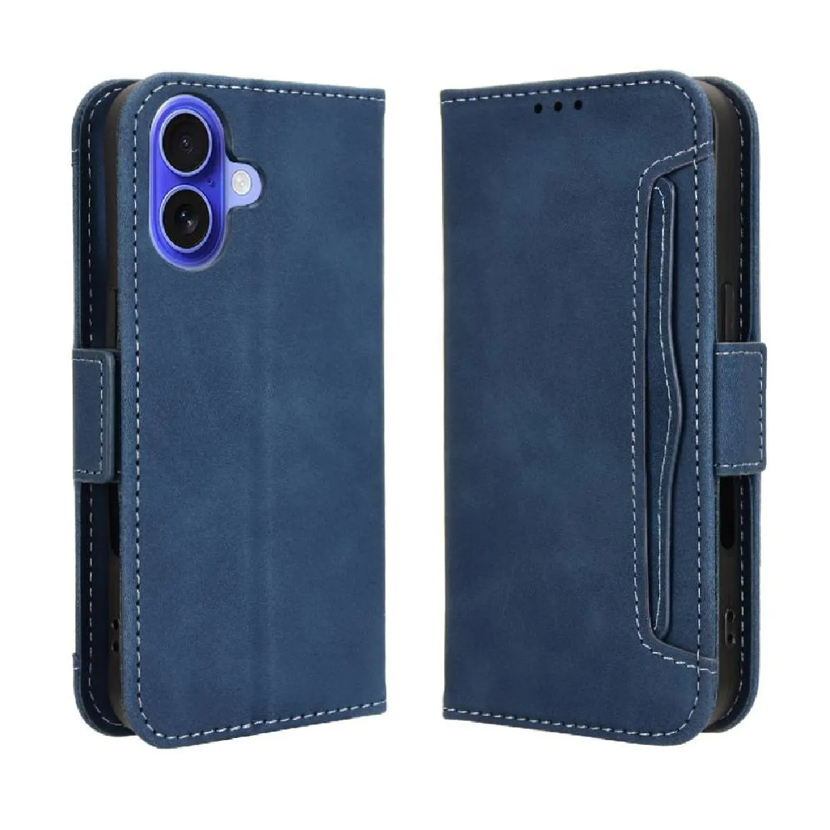 Générique Bleu Étui Portefeuille Avec Support Apple Iphone 16 Plus