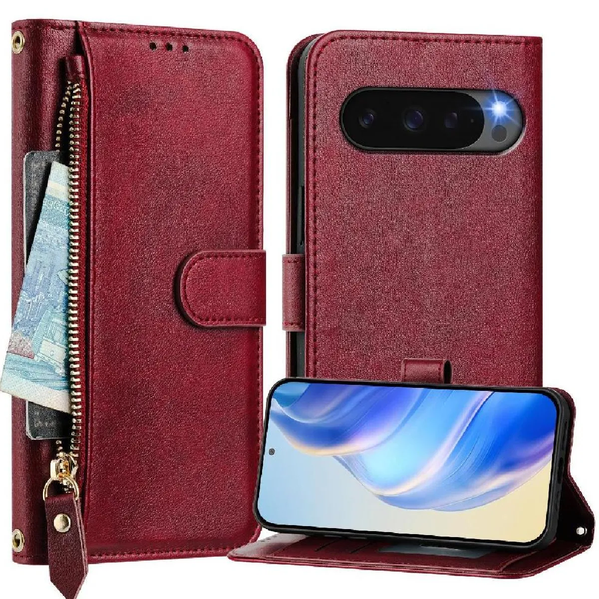 Générique Rouge Coque Portefeuille Foxdock Google Pixel 10 Pro 5G