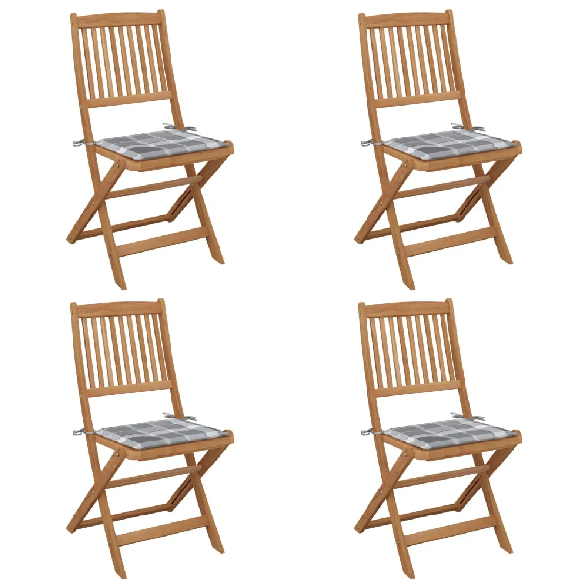 Vidaxl Chaises pliables de jardin Lot de 2 Coussins Bois d'acacia - vue 2