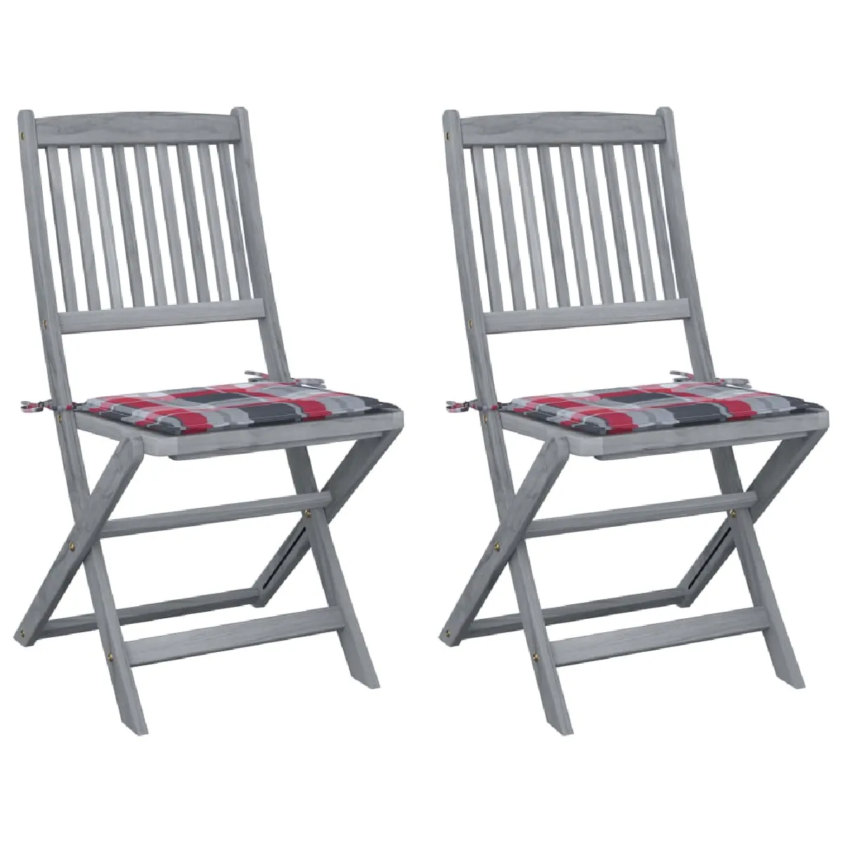 vidaXL Chaises pliables d'extérieur avec coussins Acacia Lot de 2 - vue 2