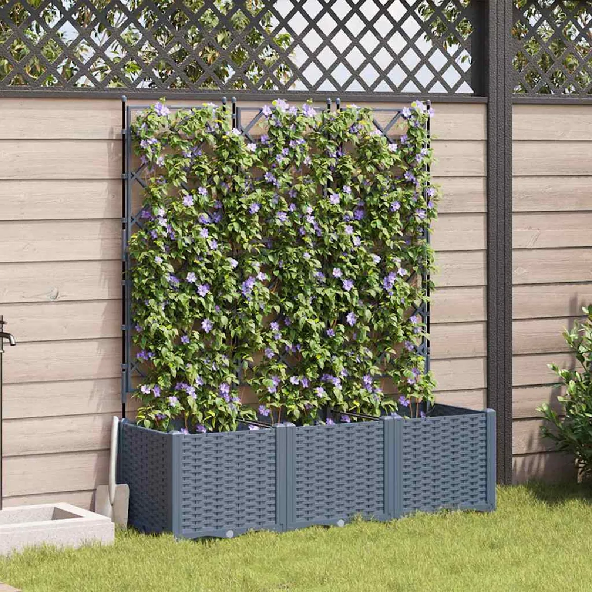 vidaXL Jardinière de Jardin avec Treillis 3 pcs - vue 2
