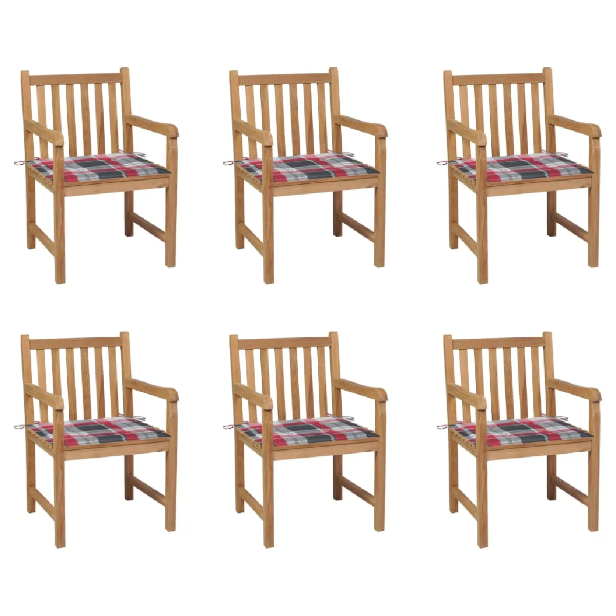 Vidaxl Chaises de jardin et coussins rouges Lot de 6 - vue 2
