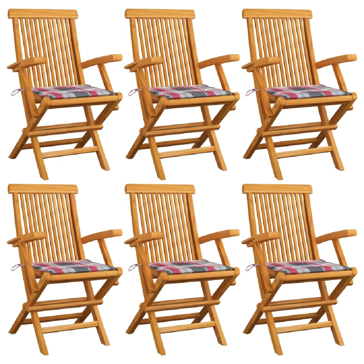 Vidaxl Chaises de jardin et coussins rouges Lot de 6