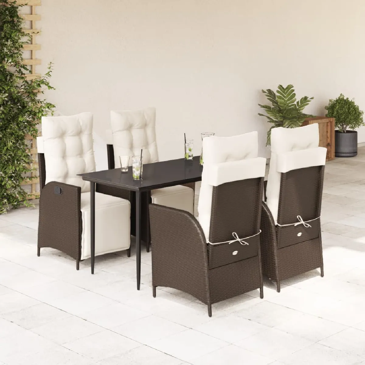 vidaXL Ensemble à manger jardin poly rotin - vue 4