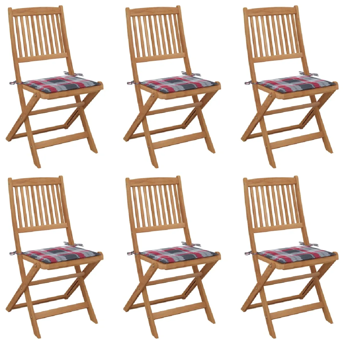 Vidaxl Acacia Chaises pliables de jardin Lot de 6 - vue 2