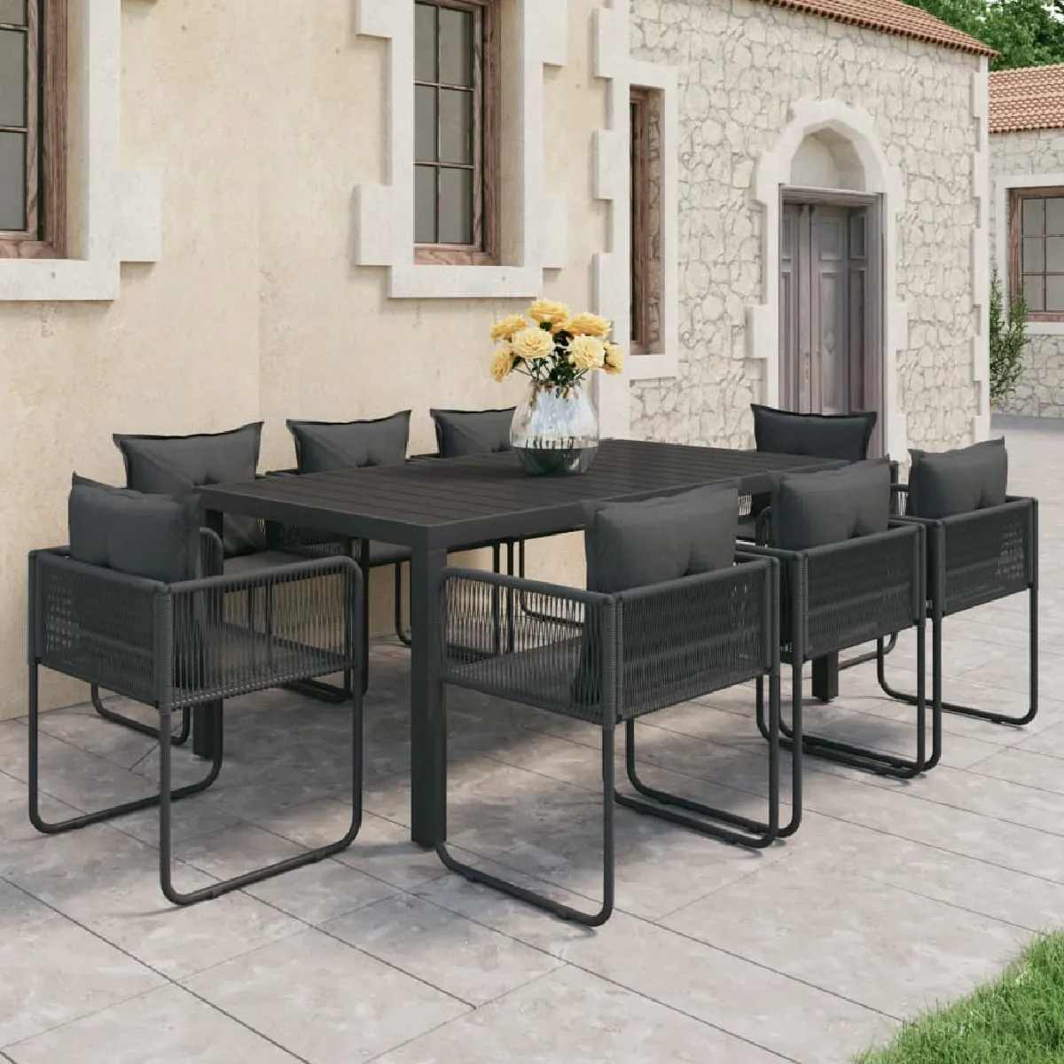 Vidaxl Ensemble à manger jardin 9 pcs PVC Résine tressée