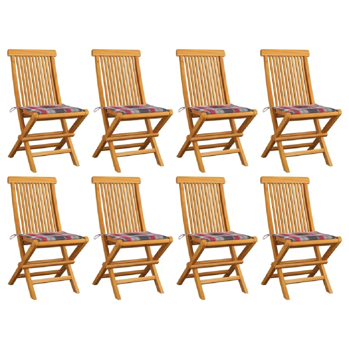 Vidaxl Teck Chaises de jardin Lot de 8 - vue 3