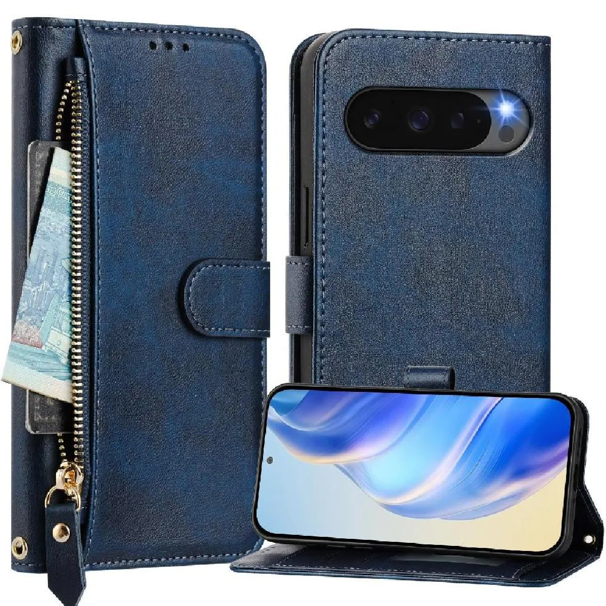 Générique Bleu Coque Portefeuille À Fermeture Magnétique Google Pixel 10 Pro 5G