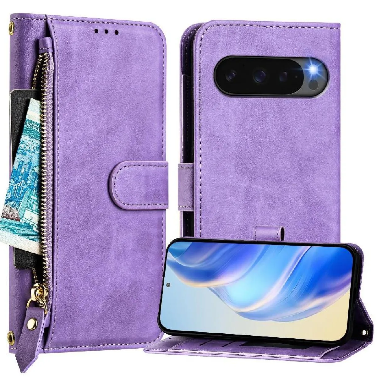 Générique Clair/Violet Coque Portefeuille À Fermeture É Magnétique Google Pixel 10 5G