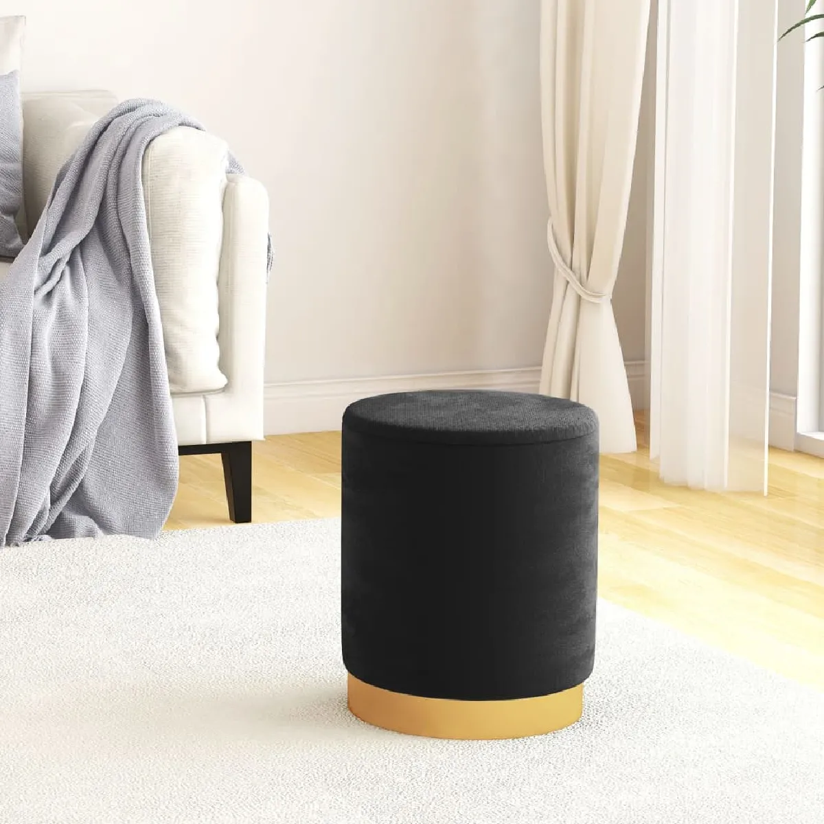 vidaXL Tabouret de rangement rond Velours - vue 1