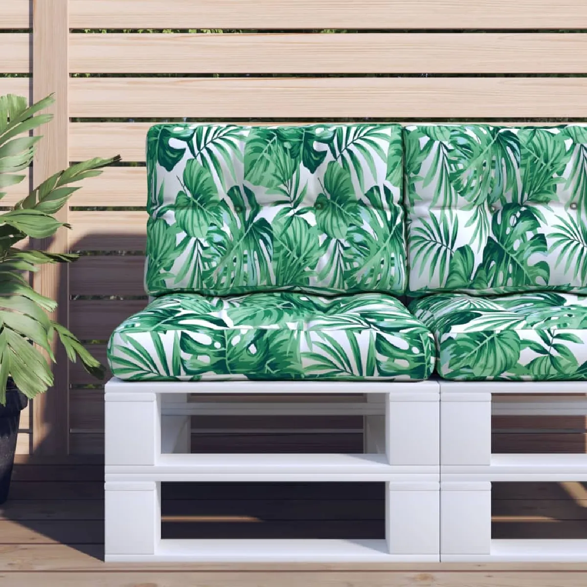 vidaXL Coussins de palette motif de feuilles - vue 2
