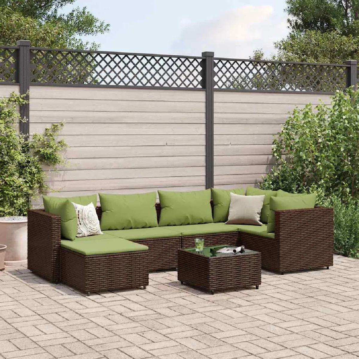 vidaXL Salon jardin 7 pcs résine tressée - vue 2