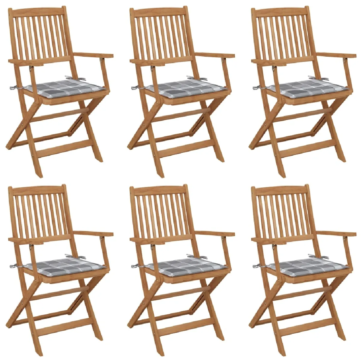 Vidaxl Acacia Chaises pliables de jardin Lot de 6 - vue 1