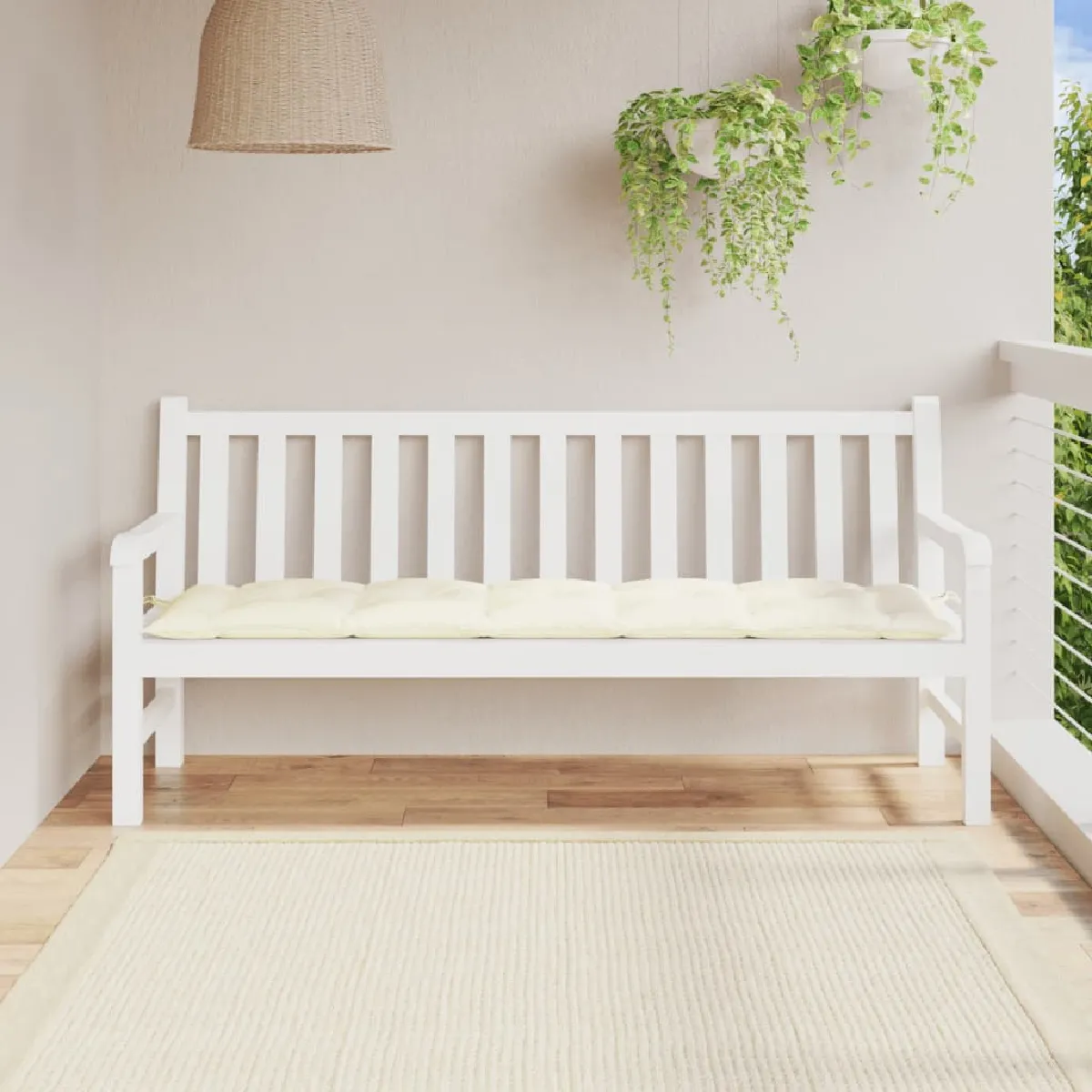 vidaXL Coussin de banc de jardin crème - vue 6