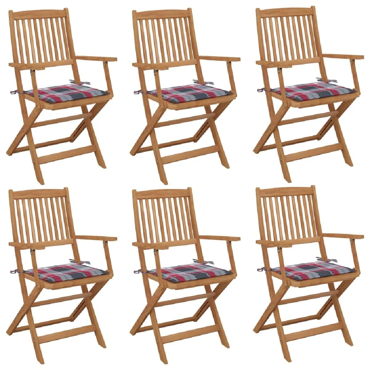 vidaXL Chaises pliables de jardin avec coussins Lot de 8 - vue 10