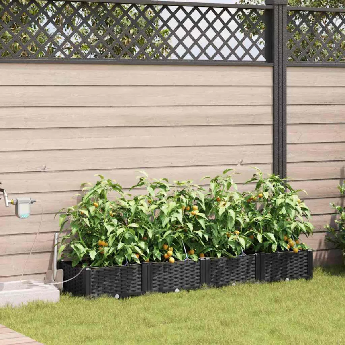 vidaXL Jardinières avec système d'irrigation d'eau 4 pcs - vue 1