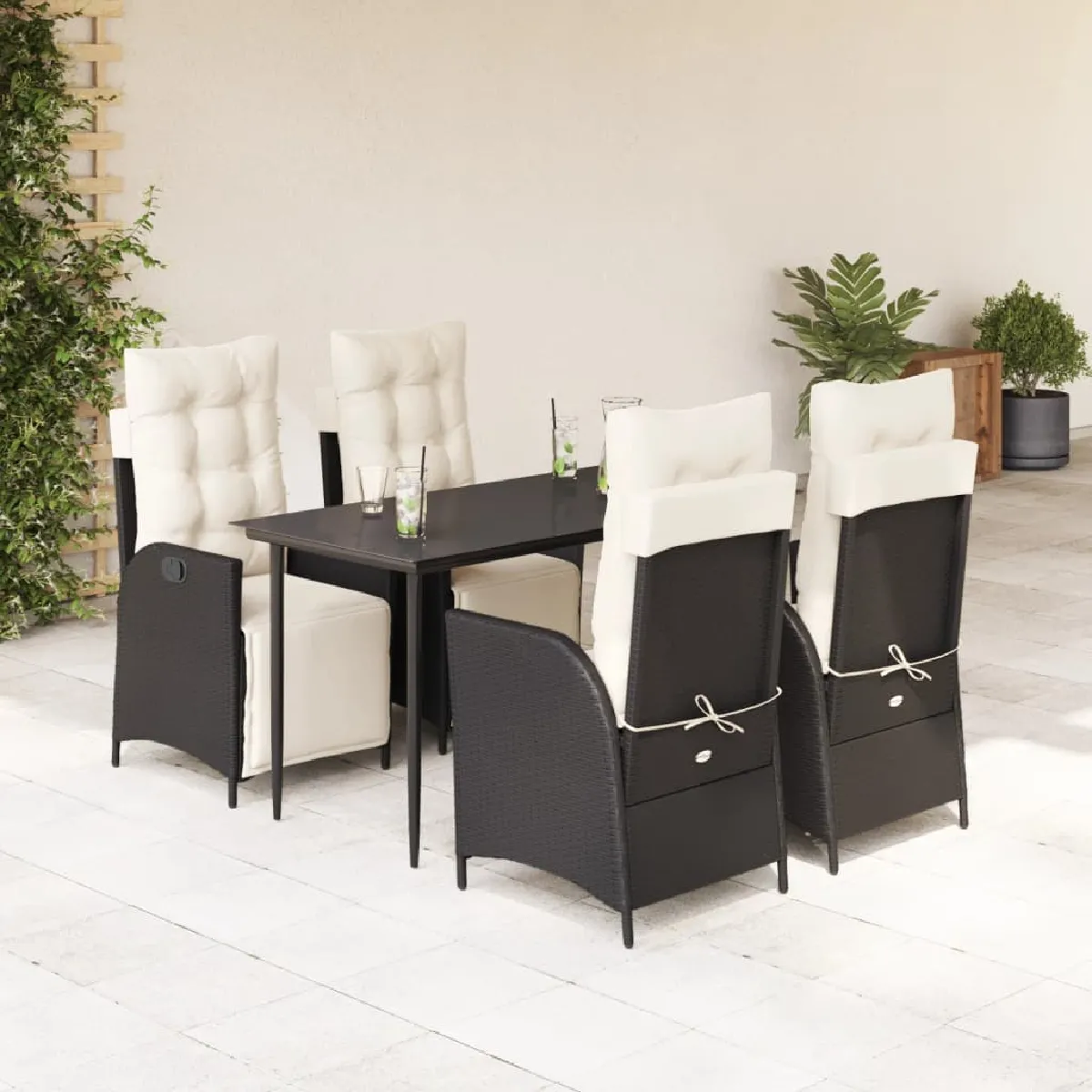 vidaXL Ensemble à manger de jardin coussins 5pcs résine tressée ensemble à manger dextérieur meuble à manger de 365420 - vue 4