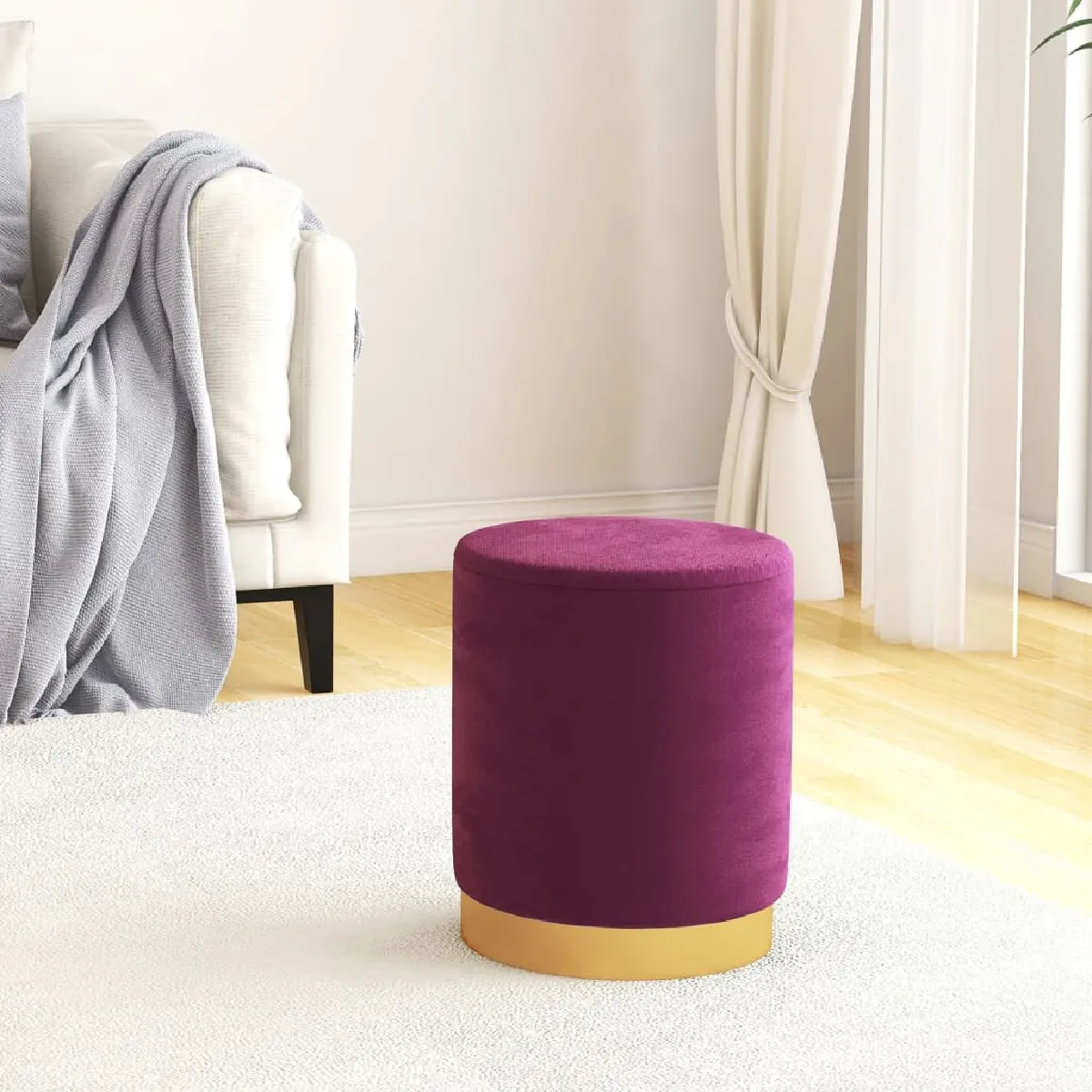 vidaXL Tabouret de rangement rond Velours - vue 2