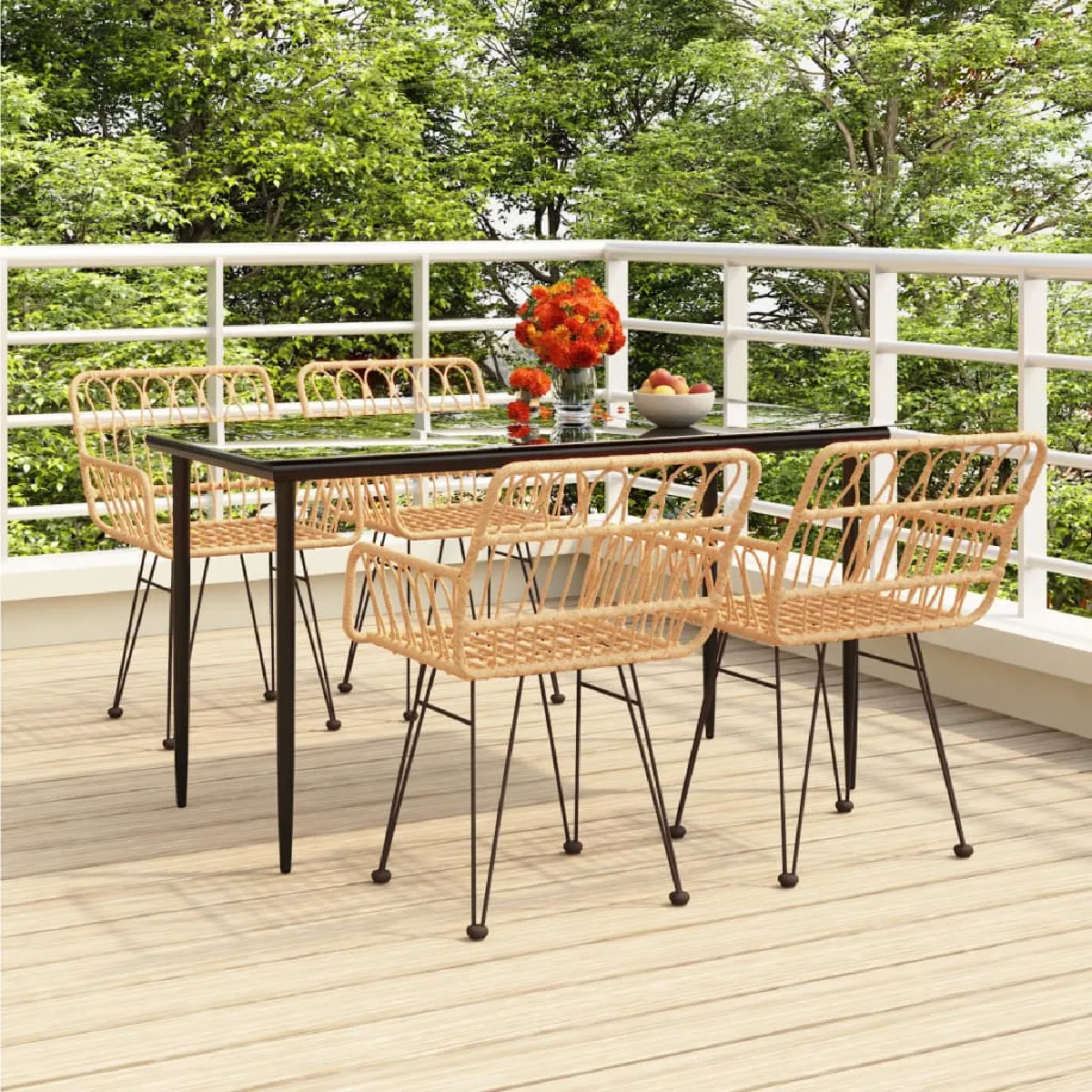 vidaXL Ensemble à manger de jardin 5pcs Résine tressée - vue 2