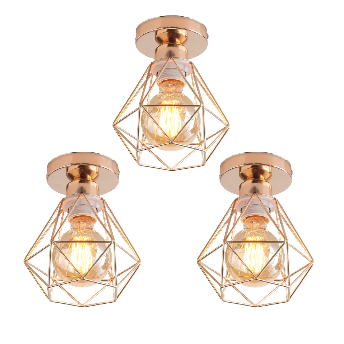 Stoex plafonnier rétro 3 lampes - Jaune Stoex plafonnier rétro 3 lampes - Jaune