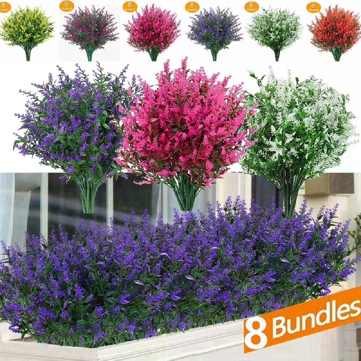 Fleurs de lavande artificielles Lot de 8